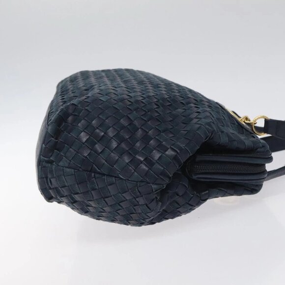 BALLY Shoulder Bag Leather Navy Gold Auth - Picture 13 of 16